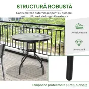 Outsunny Masuta de exterior din otel cu suprafata din sticla securizata Ф80 x 72 cm 