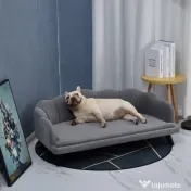 PawHut Canapea Gri pentru Câini până la 32kg, Tapiterie Lavabilă, Confort Maxim pentru Animale de Companie | Aosom Romania 
