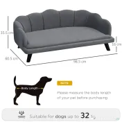 PawHut Canapea Gri pentru Câini până la 32kg, Tapiterie Lavabilă, Confort Maxim pentru Animale de Companie | Aosom Romania 