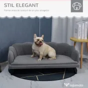 PawHut Canapea Gri pentru Câini până la 32kg, Tapiterie Lavabilă, Confort Maxim pentru Animale de Companie | Aosom Romania 