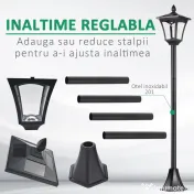 Outsunny Felinar LED Solar 160 cm – Design Negru pentru Gradina 