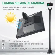 Outsunny Felinar LED Solar 160 cm – Design Negru pentru Gradina 