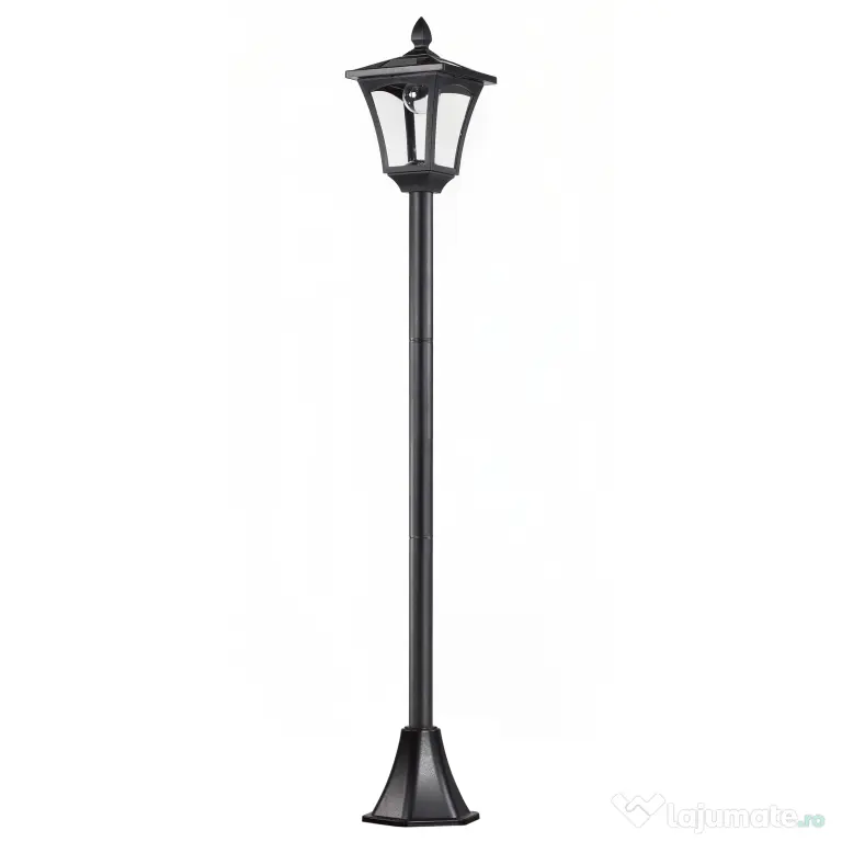 Outsunny Lanternă Solară pentru Grădină, Felinar LED cu Panouri Solare, Design Modern, 18x18x160 cm, Negru | Aosom Romania