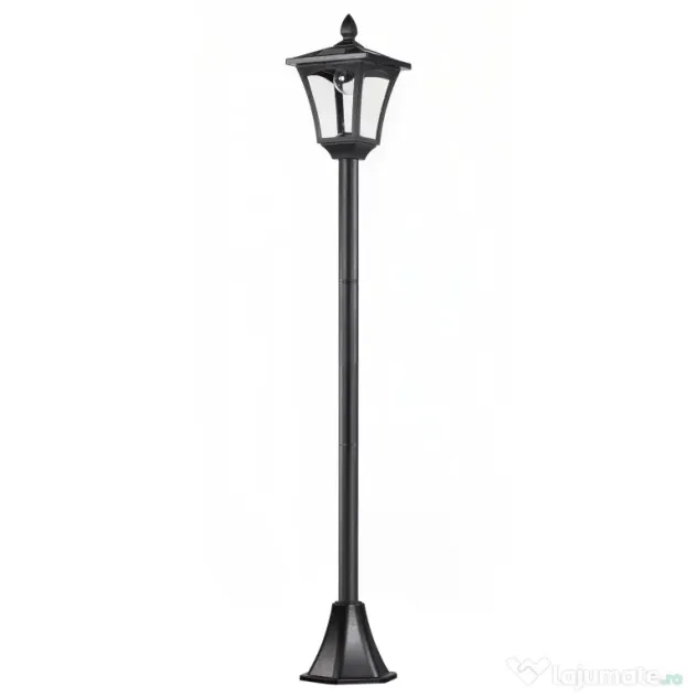 Outsunny Lanternă Solară pentru Grădină, Felinar LED cu Panouri Solare, Design Modern, 18x18x160 cm, Negru | Aosom Romania
