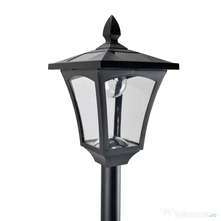 Outsunny Lanternă Solară pentru Grădină, Felinar LED cu Panouri Solare, Design Modern, 18x18x160 cm, Negru | Aosom Romania