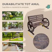 Banca din Lemn pentru gradina Outsunny , stil country, 105.5x56x75cm | Aosom Romania