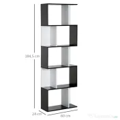 HOMCOM biblioteca de perete, 5 rafturi, 60x24x184.5cm 