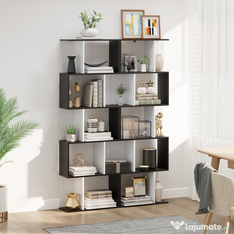 HOMCOM biblioteca de perete, 5 rafturi, 60x24x184.5cm