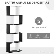 HOMCOM biblioteca de perete, 5 rafturi, 60x24x184.5cm 