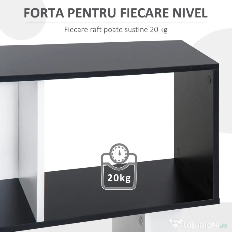 HOMCOM biblioteca de perete, 5 rafturi, 60x24x184.5cm