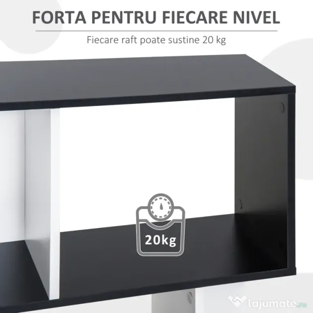 HOMCOM biblioteca de perete, 5 rafturi, 60x24x184.5cm