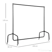 HOMCOM Suport pentru haine cu 4 roți de fier, 150x60x150cm | Aosom Romania 
