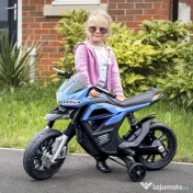 HOMCOM Motocicleta Electrică Copii cu Suspensie Dublă și Muzică și Lumini pentru Copii de la 3 la 8 ani Albastru Deschis | Aosom Romania 