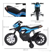HOMCOM Motocicleta Electrică Copii cu Suspensie Dublă și Muzică și Lumini pentru Copii de la 3 la 8 ani Albastru Deschis | Aosom Romania 