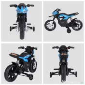 HOMCOM Motocicleta Electrică Copii cu Suspensie Dublă și Muzică și Lumini pentru Copii de la 3 la 8 ani Albastru Deschis | Aosom Romania 