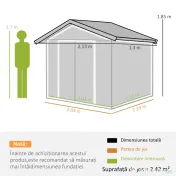 Outsunny Casuta de Gradina, Magazie de Depozitare, sopron pentru Unelte din Tabla de Otel, cu Usi glisante, Gri | Aosom Romania