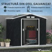 Outsunny Casuta de Gradina, Magazie de Depozitare, sopron pentru Unelte din Tabla de Otel, cu Usi glisante, Gri | Aosom Romania