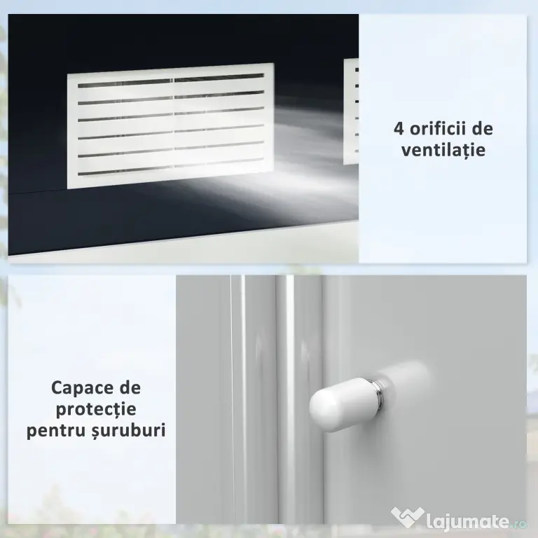Outsunny Casuta de Gradina, Magazie de Depozitare, sopron pentru Unelte din Tabla de Otel, cu Usi glisante, Gri | Aosom Romania