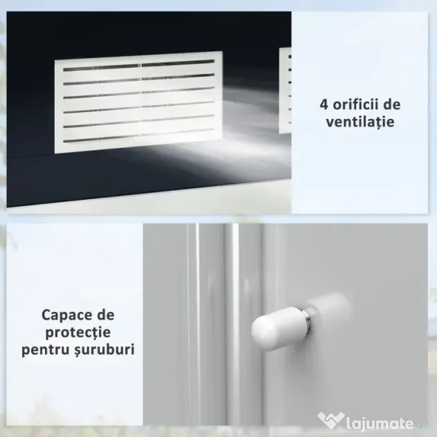 Outsunny Casuta de Gradina, Magazie de Depozitare, sopron pentru Unelte din Tabla de Otel, cu Usi glisante, Gri | Aosom Romania