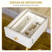 Masa de toaleta cu oglinda glisanta scaun tapitat 2 sertare 5 compartimente de depozitare pentru casa 100x45x118cm Lemn HOMCOM | Aosom RO