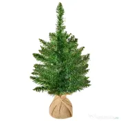Mini Brad de Craciun Artificial 45cm, brad verde cu 50 Ramuri, baza din iuta, decoratiune de Craciun PVC HOMCOM | Aosom RO 