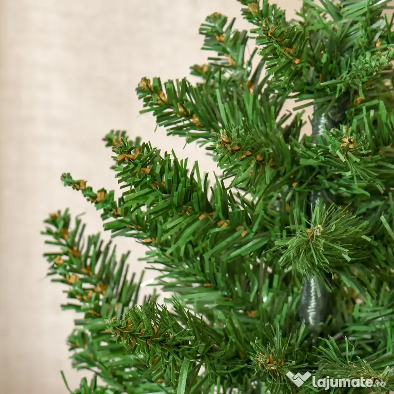 Mini Brad de Craciun Artificial 45cm, brad verde cu 50 Ramuri, baza din iuta, decoratiune de Craciun PVC HOMCOM | Aosom RO