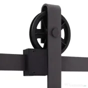 HOMCOM Kit Usa Glisanta 100kg max din Otel Carbon, pentru Usi Glisante cu Sina, 2 Manere, 2 Opritoare Usa, 2 Opritoare Podea, 183x4x0.6 cm