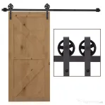HOMCOM Kit Ușă Glisantă 100kg max din Oțel cu Șină, Cârlige, Opritoare, Șuruburi și Piulițe, 183x4x0.6 cm