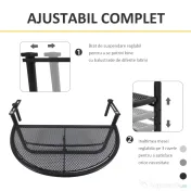 Outsunny Masuta Suspendata Balcon Reglabila in inaltime, Fier Negru, 60x45x50 cm