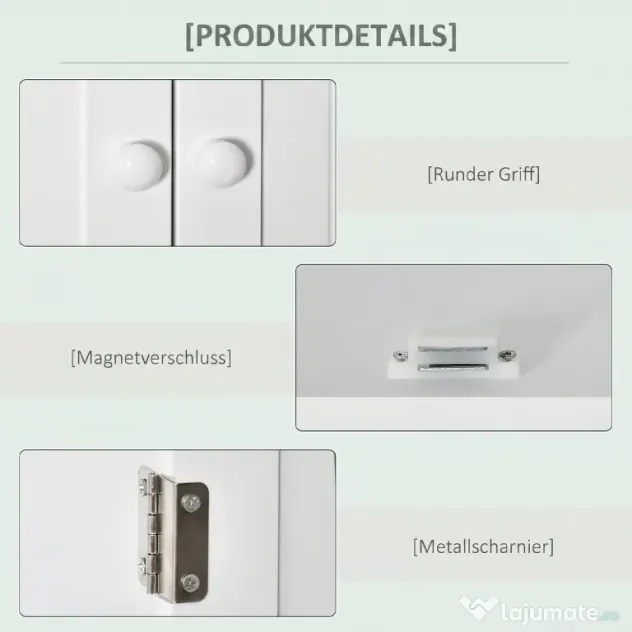 kleankin Dulap de Baie Suspendat cu Dulăpior, 2 Uși cu Închidere Magnetică și Raft Deschis, 60x20x70.5 cm, Alb | Aosom Romania