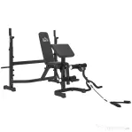 Soozier Bancă pentru Greutăți cu Suport pentru Genuflexiuni, Bancă Olimpică Reglabilă, Multifuncțională cu Pad Curl pentru Brațe, Extensii pentru Picioare, Gri