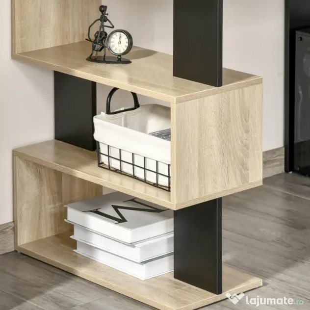 HOMCOM Birou cu Bibliotecă, Spațiu de Lucru Multifuncțional, Suport Computer din Lemn, Multicolor, 120x60x148cm | Aosom Romania