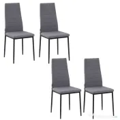 HOMCOM Set 4 Scaune Captusite pentru Camera de Zi, Moderne din Metal si Material Textil, Gri 