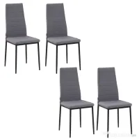 HOMCOM Set 4 Scaune Tapițate, Căptușite pentru Camera de Zi, Moderne, din Metal și Material Textil, 41x50x97 cm, Gri | Aosom Romania