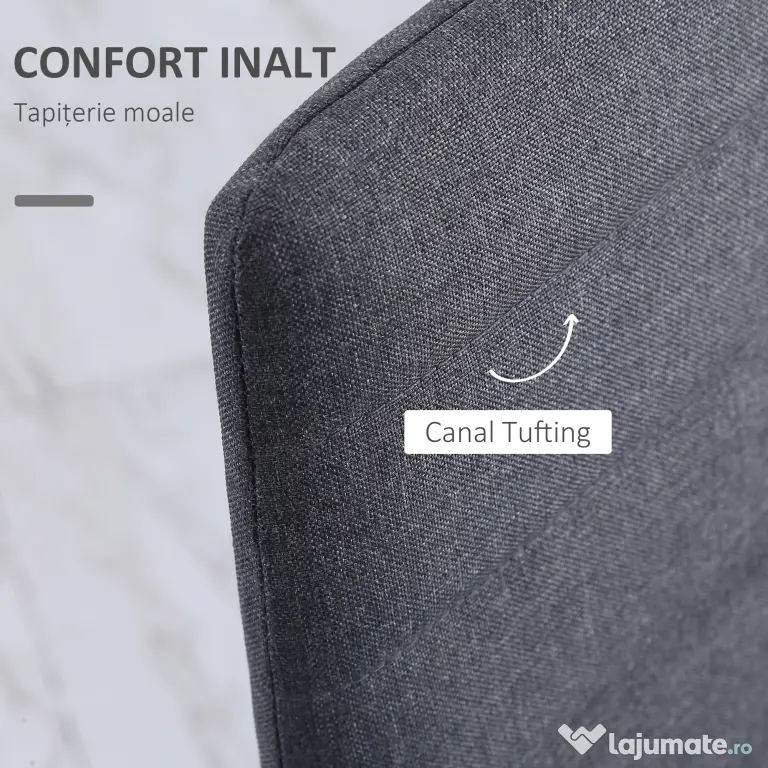 HOMCOM Set 4 Scaune Tapițate, Căptușite pentru Camera de Zi, Moderne, din Metal și Material Textil, 41x50x97 cm, Gri | Aosom Romania