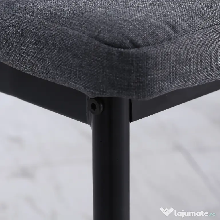 HOMCOM Set 4 Scaune Tapițate, Căptușite pentru Camera de Zi, Moderne, din Metal și Material Textil, 41x50x97 cm, Gri | Aosom Romania