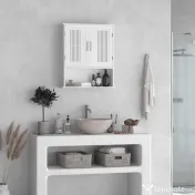 Kleankin Dulap de Baie Suspendat, Spațiu de Depozitare Eficient cu 2 Uși și Raft Inferior, Design Compact, 60x20x70 cm, Alb | Aosom Romania
