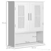 Kleankin Dulap de Baie Suspendat, Spațiu de Depozitare Eficient cu 2 Uși și Raft Inferior, Design Compact, 60x20x70 cm, Alb | Aosom Romania