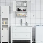 Kleankin Dulap de Baie Suspendat, Spațiu de Depozitare Eficient cu 2 Uși și Raft Inferior, Design Compact, 60x20x70 cm, Alb | Aosom Romania