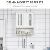Kleankin Dulap de Baie Suspendat, Spațiu de Depozitare Eficient cu 2 Uși și Raft Inferior, Design Compact, 60x20x70 cm, Alb | Aosom Romania