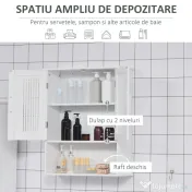 Kleankin Dulap de Baie Suspendat, Spațiu de Depozitare Eficient cu 2 Uși și Raft Inferior, Design Compact, 60x20x70 cm, Alb | Aosom Romania