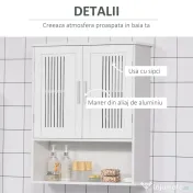 Kleankin Dulap de Baie Suspendat, Spațiu de Depozitare Eficient cu 2 Uși și Raft Inferior, Design Compact, 60x20x70 cm, Alb | Aosom Romania