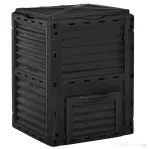 Outsunny Compostor Gradina – 300L, Plastic Negru cu Capac Blocabil