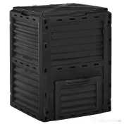Outsunny Compostor Gradina – 300L, Plastic Negru cu Capac Blocabil