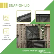 Outsunny Compostor Gradina – 300L, Plastic Negru cu Capac Blocabil