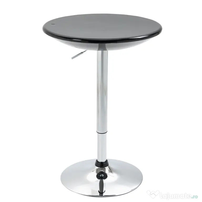 HOMCOM Masă Rotundă Bar cu Plan Rotativ, Înălțime Ajustabilă, Oțel, Φ61x76-97cm, Negru | Aosom Romania
