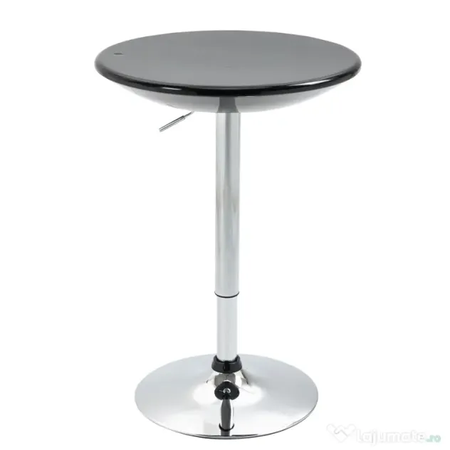 HOMCOM Masă Rotundă Bar cu Plan Rotativ, Înălțime Ajustabilă, Oțel, Φ61x76-97cm, Negru | Aosom Romania