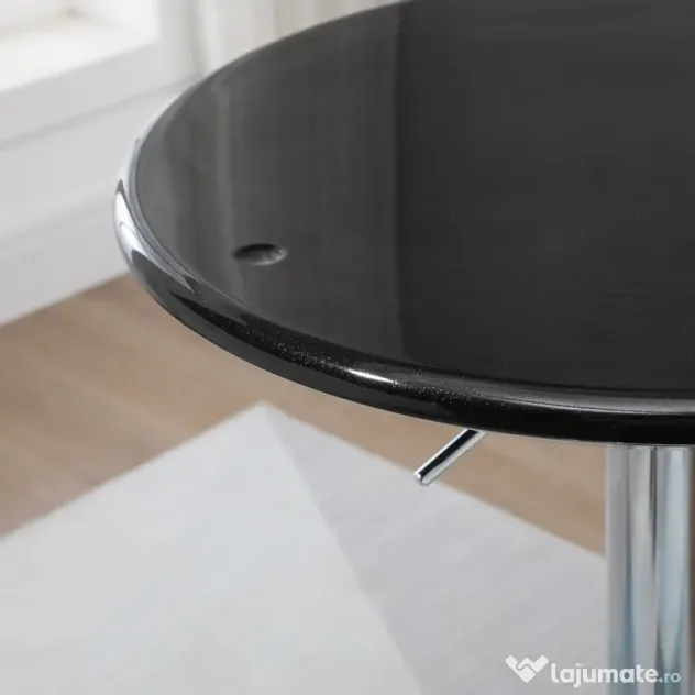 HOMCOM Masă Rotundă Bar cu Plan Rotativ, Înălțime Ajustabilă, Oțel, Φ61x76-97cm, Negru | Aosom Romania