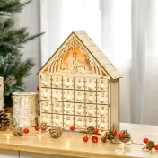 Homcom Calendar Advent – Lemn cu 24 Sertare & Luminite