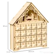 Homcom Calendar Advent – Lemn cu 24 Sertare & Luminite